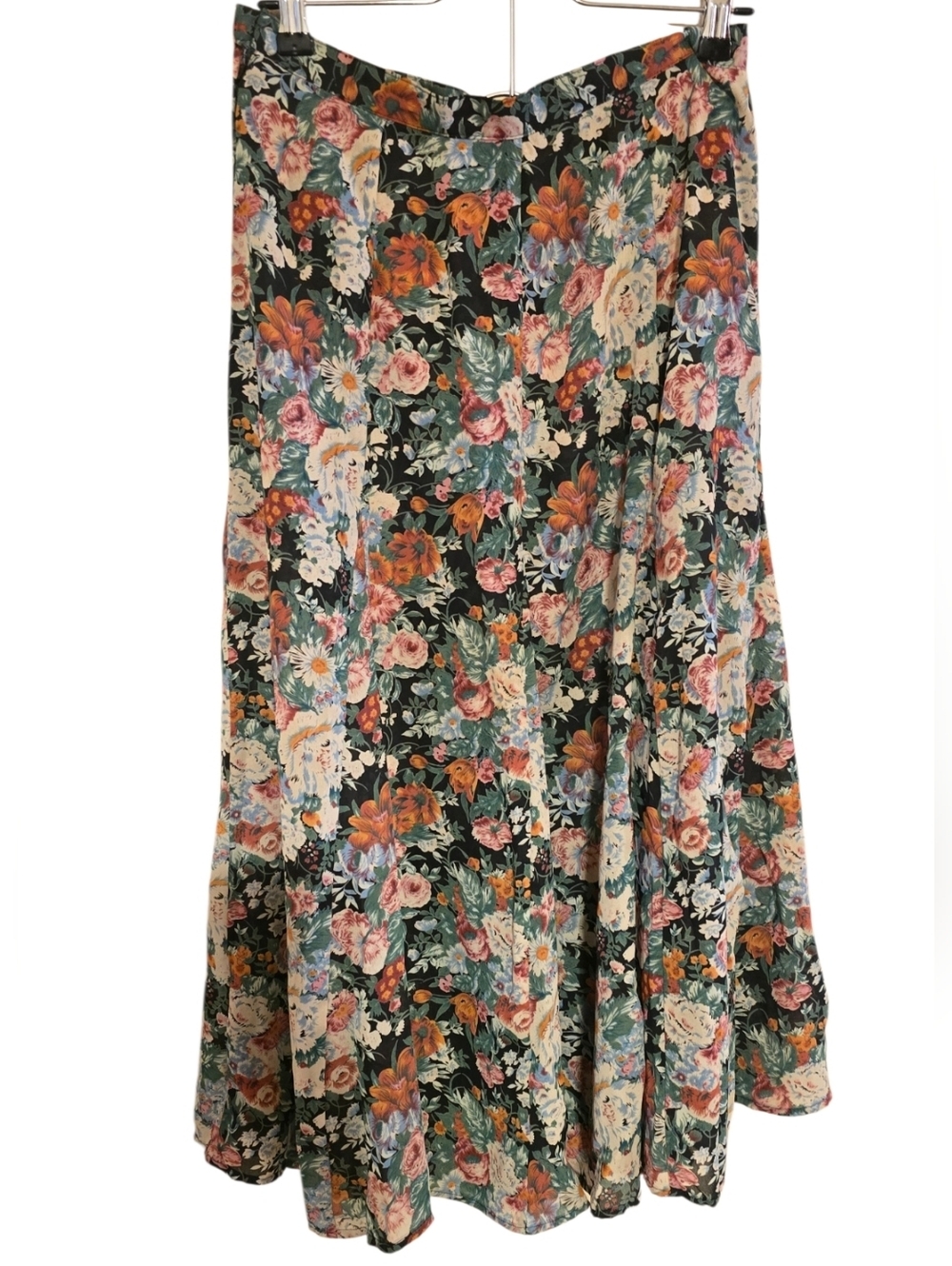 Vintage ZZ Michaels Floral Maxi Skirt Whimsigoth Cottagecore Dark Botanical - Picture 4 of 13
